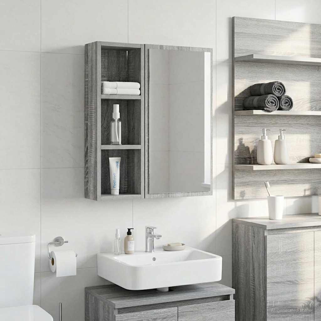 Baderom veggskap Grå Sonoma 20 x 10 x 60,5 cm Konstruert tre