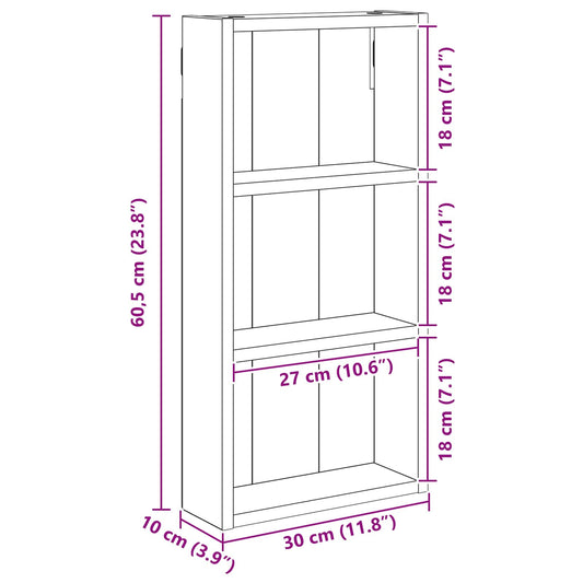 Baderom veggskap Sonoma eik 30 x 10 x 60,5 cm Konstruert tre