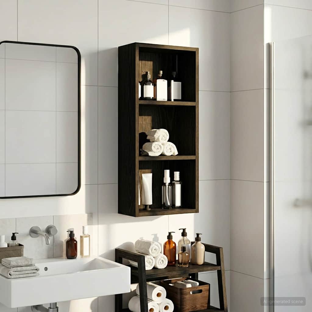 Baderom veggskap Svart Eik 30 x 14 x 70 cm Konstruert tre