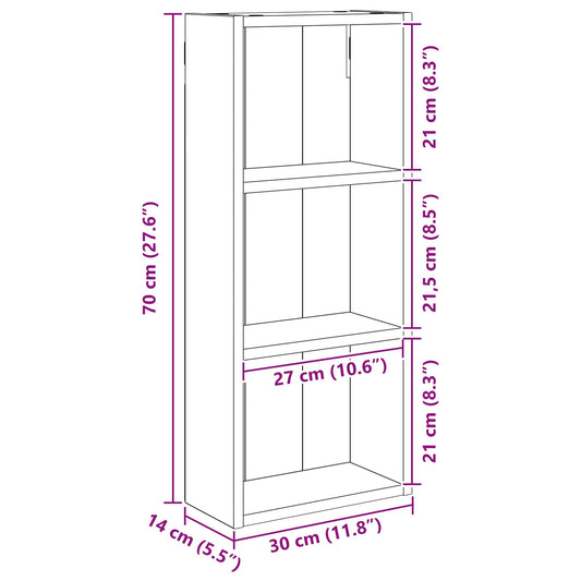 Baderom veggskap Sonoma eik 30 x 14 x 70 cm Konstruert tre