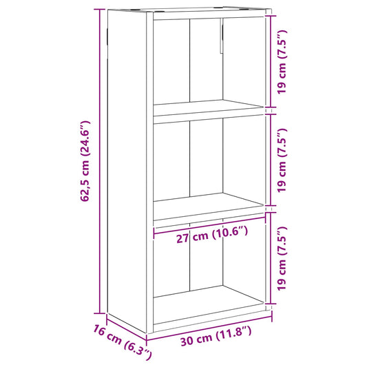 Baderom veggskap Svart Eik 30 x 16 x 62,5 cm Konstruert tre
