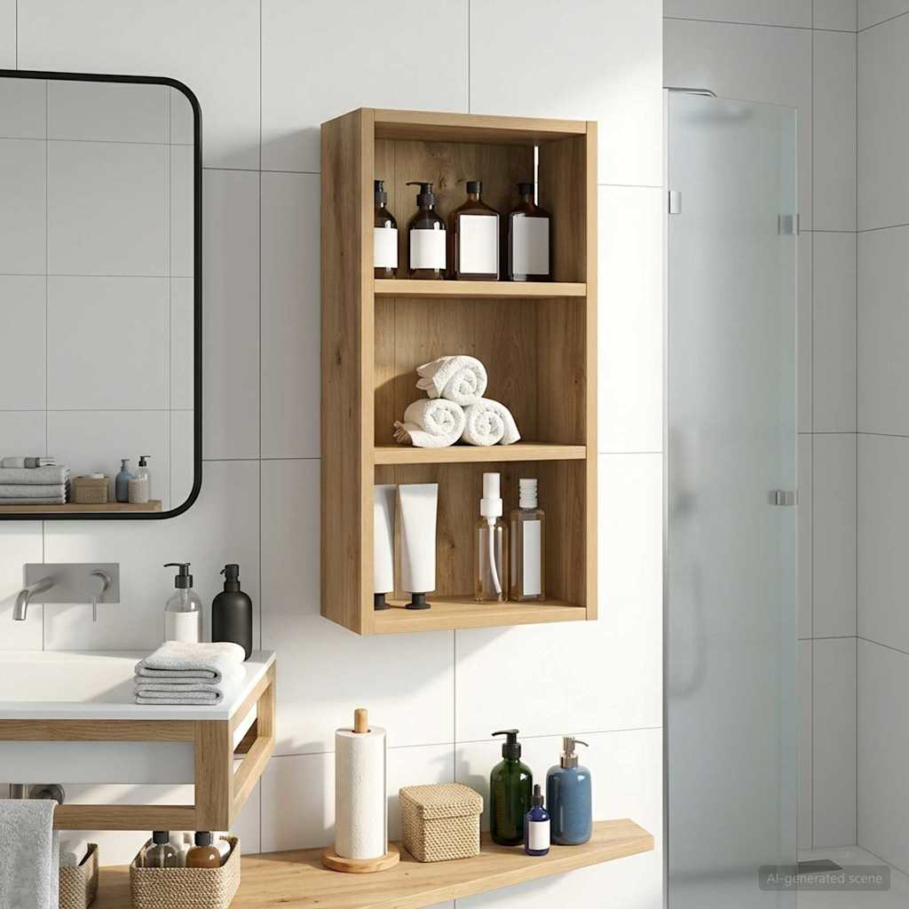 Baderom veggskap med hylle Kunstnerisk Eik 30 x 16 x 62,5 cm