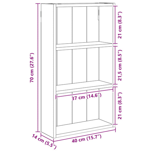 Baderom veggskap med hylle Hvit 40 x 14 x 70 cm Konstruert tre