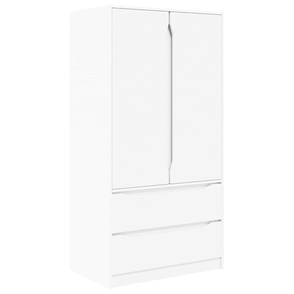 Garderobeskap med skuff Hvit 79,5 x 49 x 156 cm Konstruert tre