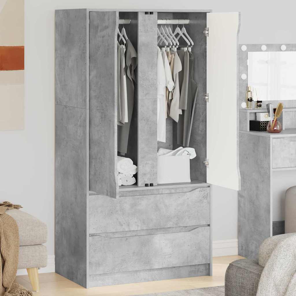 Garderobeskap BetongGrå 79,5 x 49 x 156 cm Konstruert tre