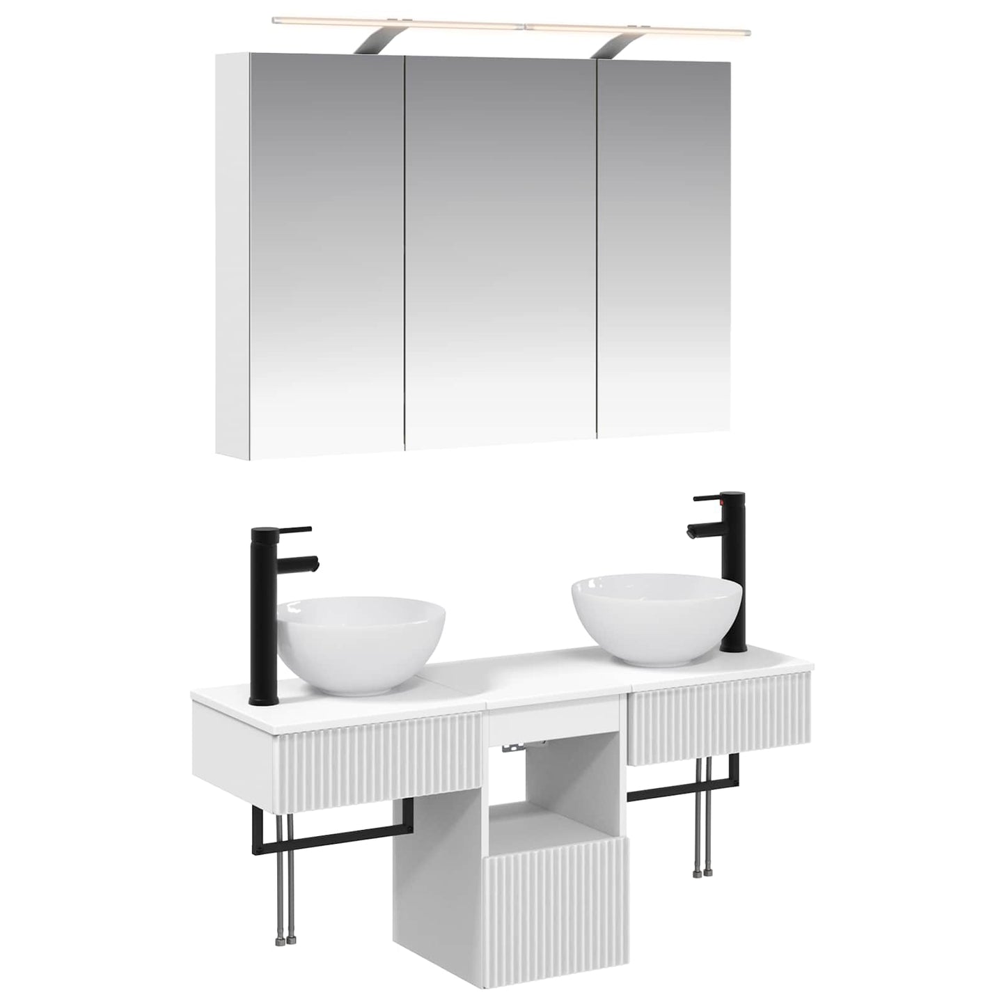 Baderomsskapsett 4 pcs Hvit 100 x 14,5 x 70 cm Konstruert tre