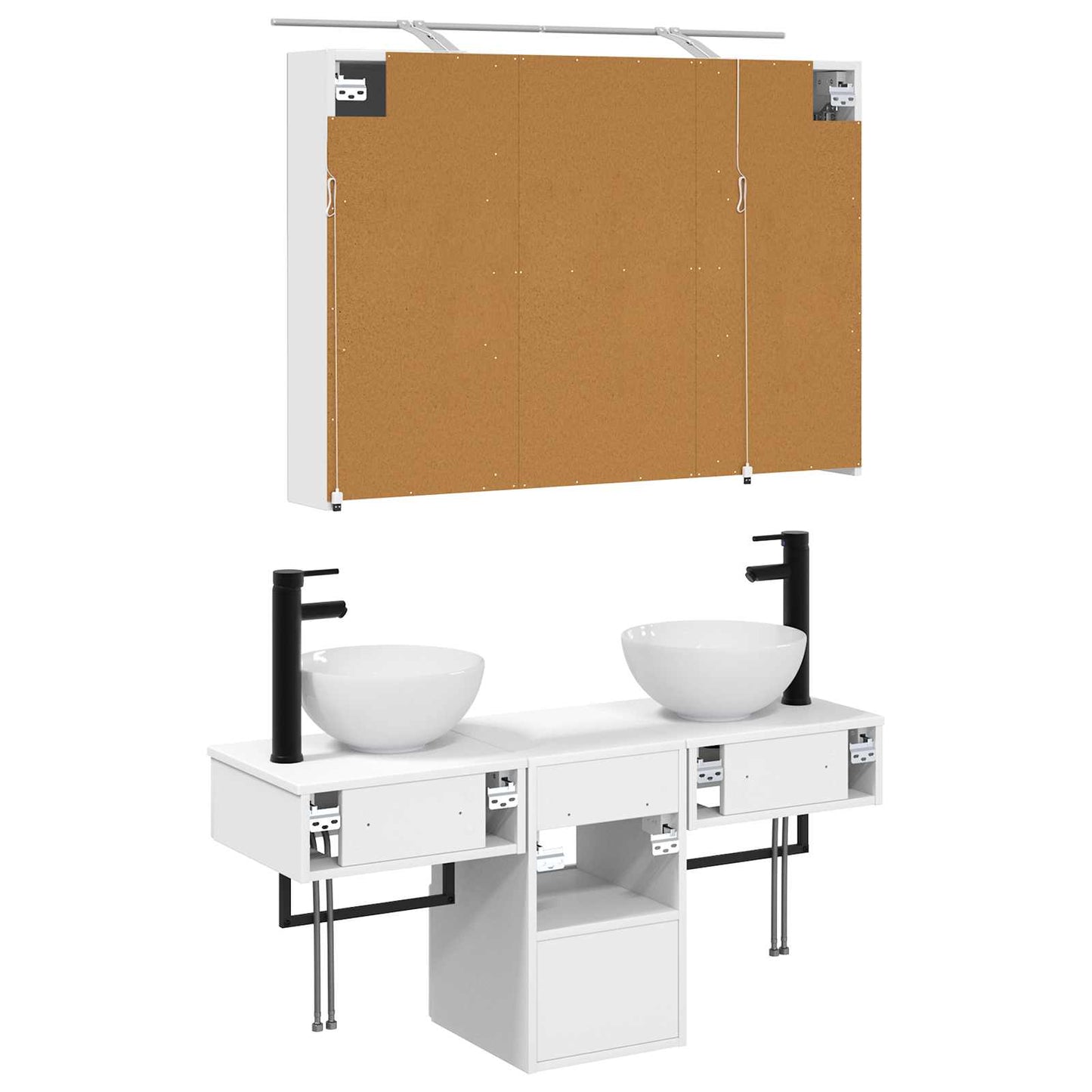 Baderomsskapsett 4 pcs Hvit 100 x 14,5 x 70 cm Konstruert tre