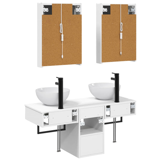 Baderomsskapsett 5 pcs Hvit 43 x 11,5 x 60,5 cm Konstruert tre