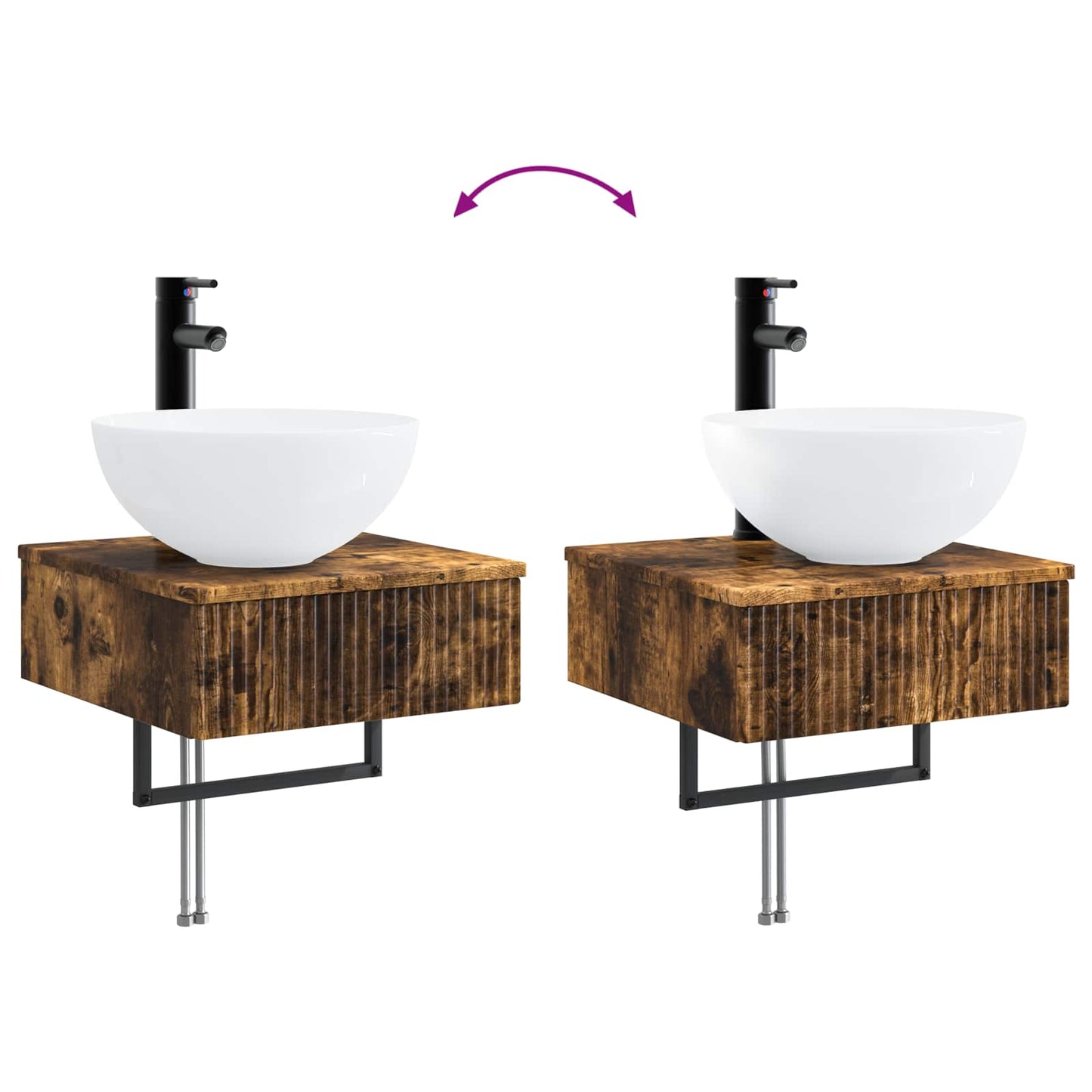Baderomsskapsett 5 pcs Røkt Eik 43 x 11,5 x 60,5 cm