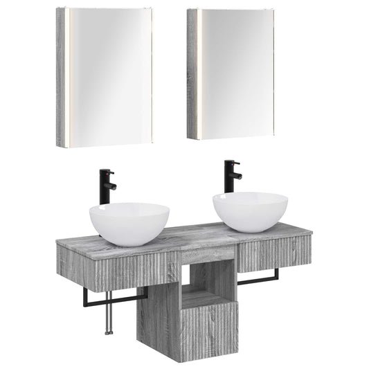 Baderomsskapsett 5 pcs Grå Sonoma 43 x 11,5 x 60,5 cm