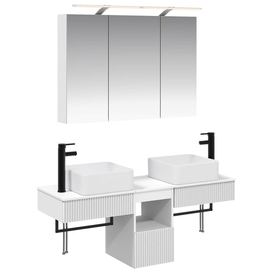 Baderomsskapsett 4 pcs Hvit 100 x 14,5 x 70 cm Konstruert tre