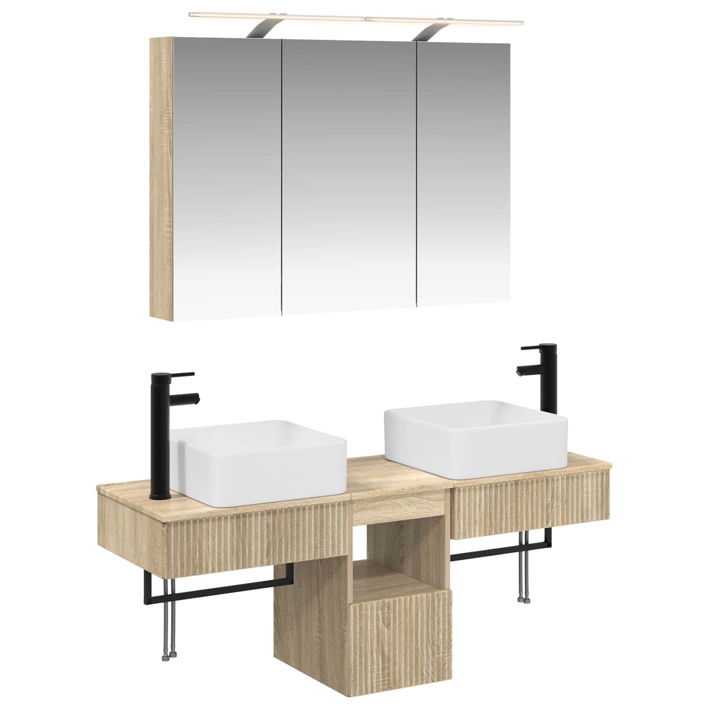 Baderomsskapsett 4 pcs Sonoma eik 100 x 14,5 x 70 cm