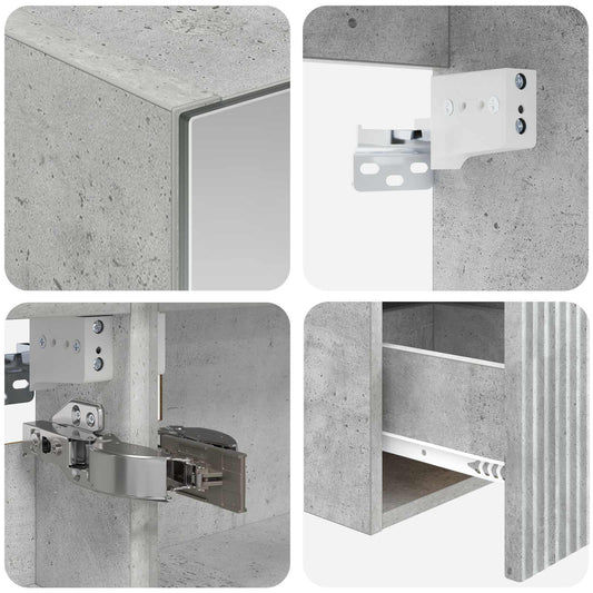 Baderomsskapsett 4 pcs Betonggrå 100 x 14,5 x 70 cm