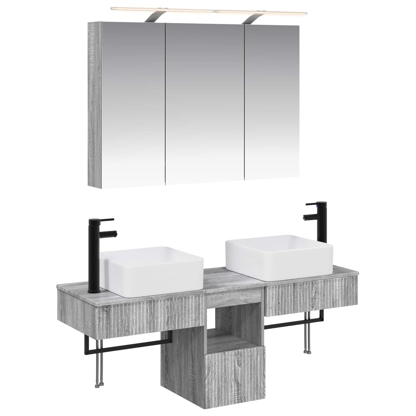 Baderomsskapsett 4 pcs Grå Sonoma 100 x 14,5 x 70 cm