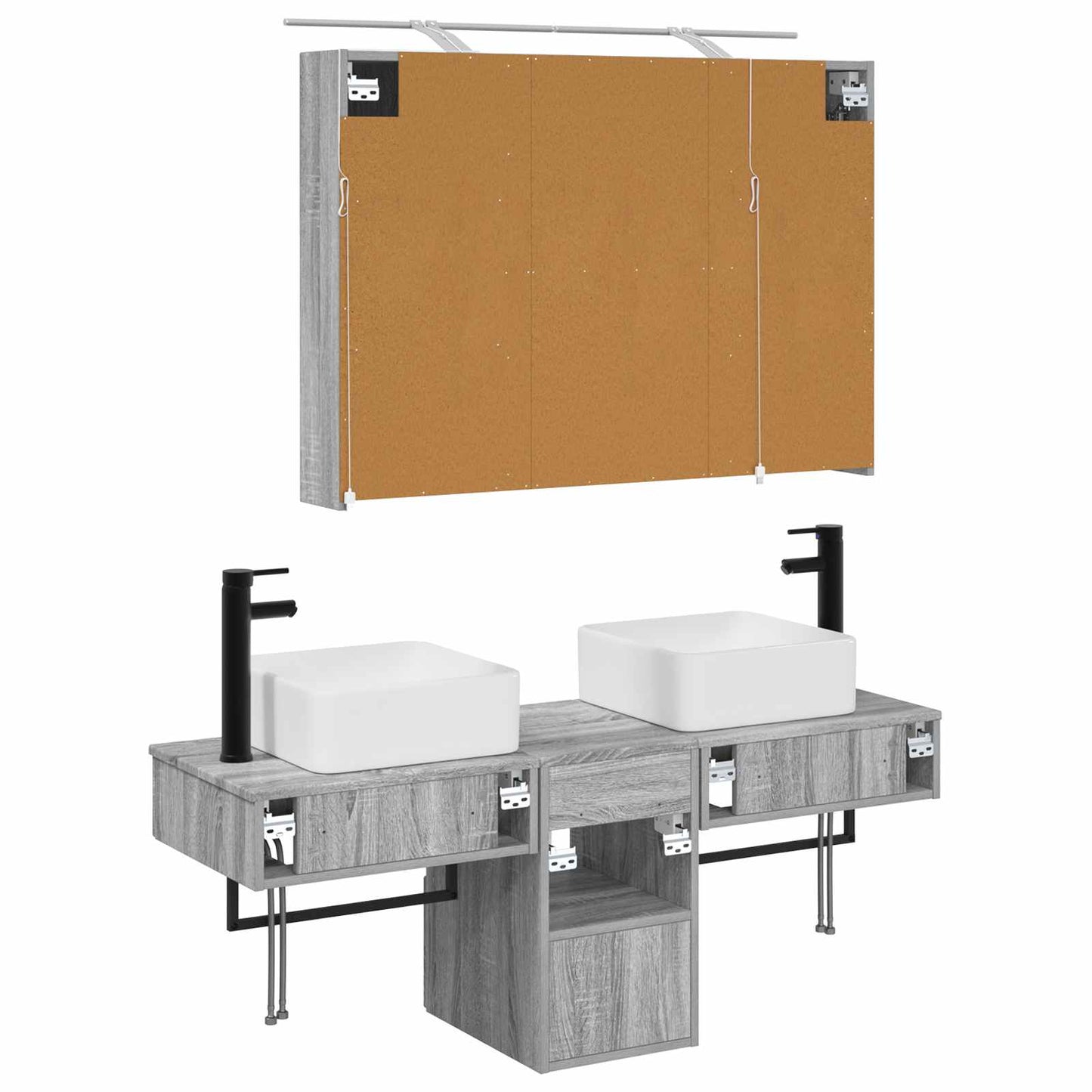 Baderomsskapsett 4 pcs Grå Sonoma 100 x 14,5 x 70 cm