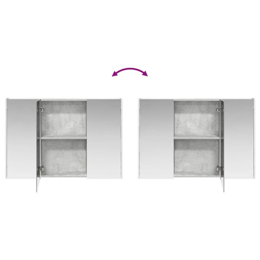 Baderomsskapsett 4 pcs Betonggrå 103,5 x 15,5 x 70 cm