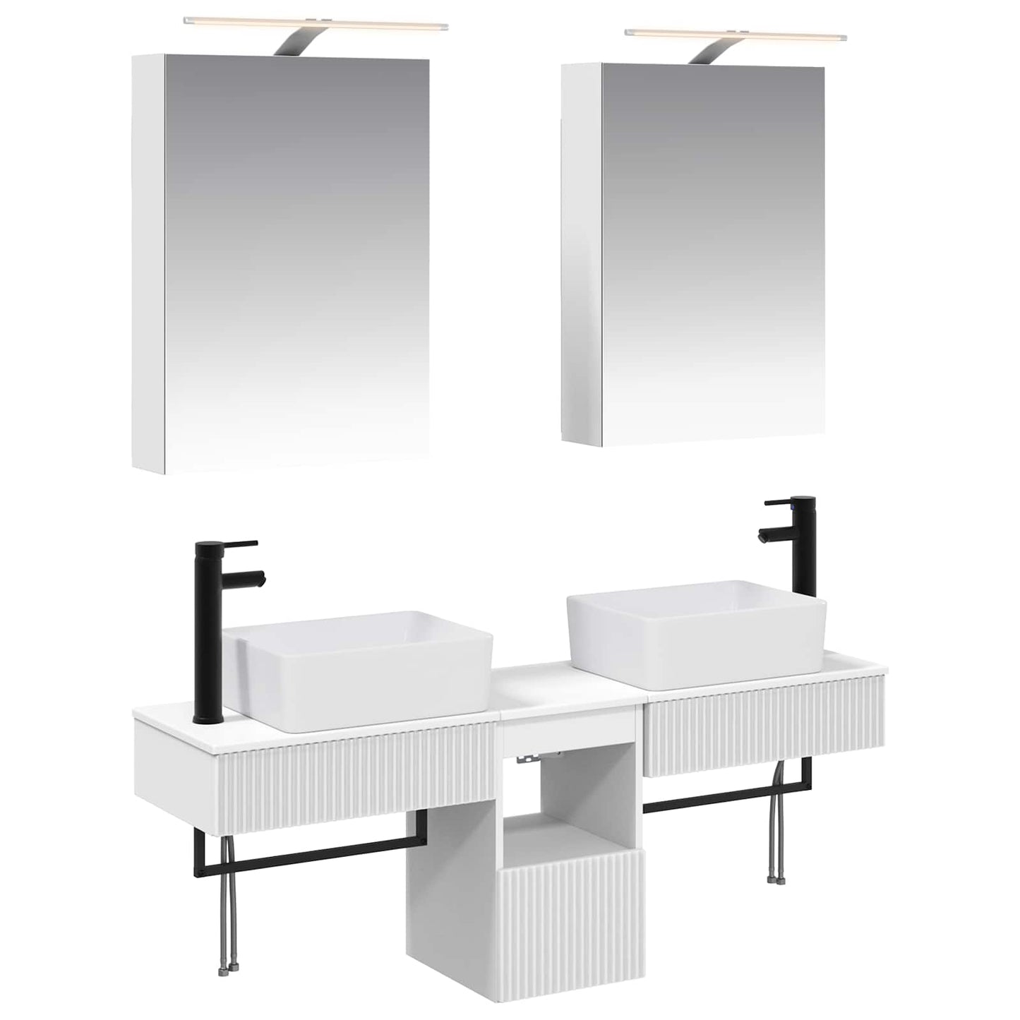 Baderomsskapsett 5 pcs Hvit 50 x 14,5 x 70 cm Konstruert tre