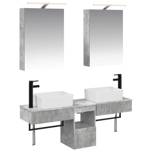 Baderomsskapsett 5 pcs Betonggrå 50 x 14,5 x 70 cm