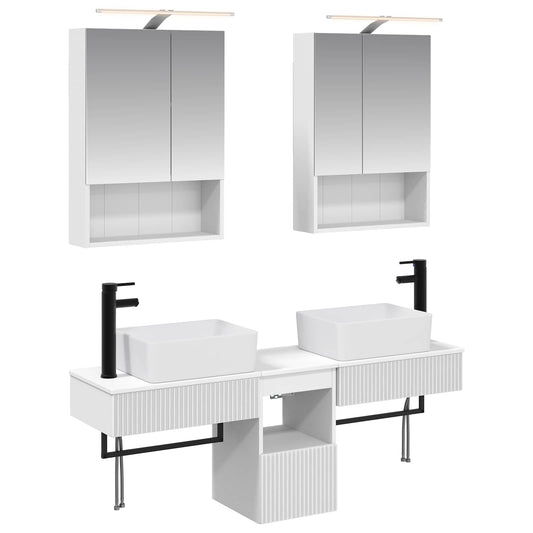 Baderomsskapsett 5 pcs Hvit 50 x 14,5 x 70 cm Konstruert tre