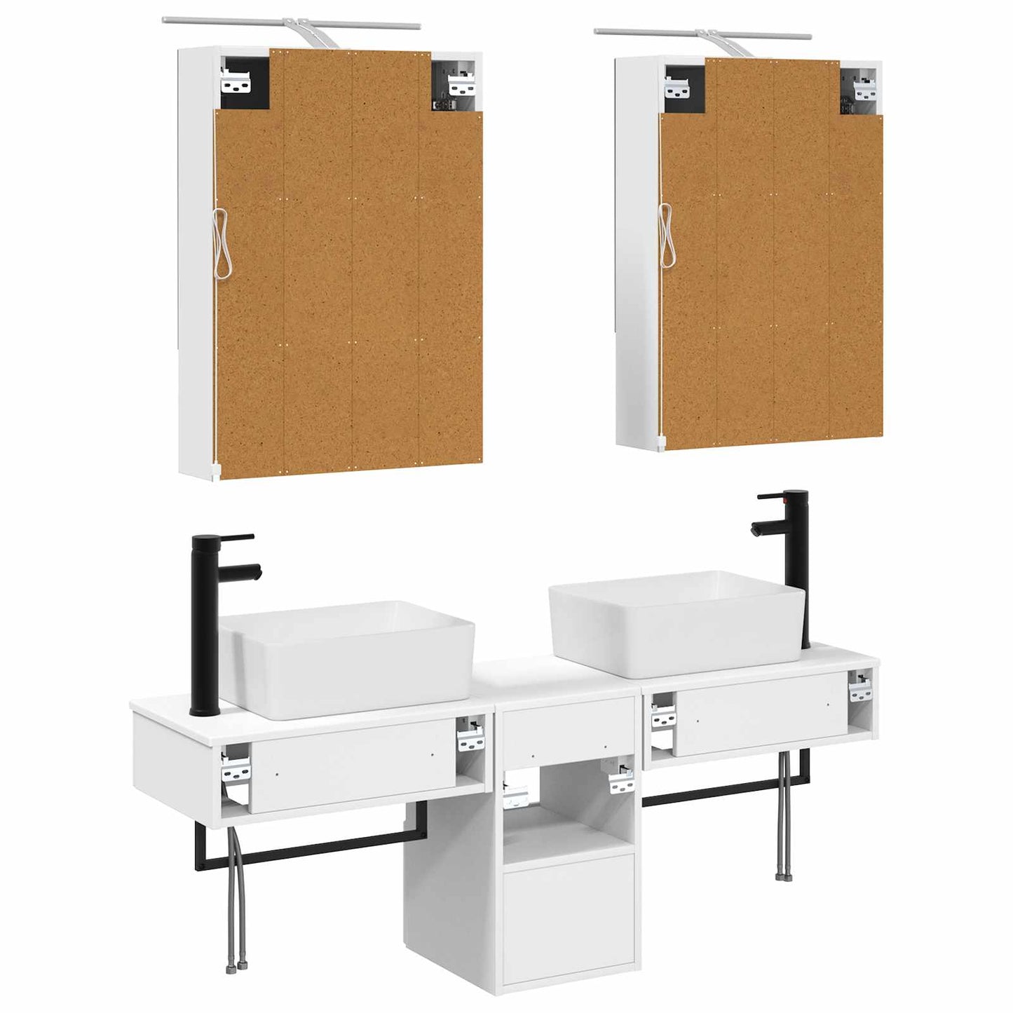 Baderomsskapsett 5 pcs Hvit 50 x 14,5 x 70 cm Konstruert tre