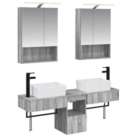 Baderomsskapsett 5 pcs Grå Sonoma 50 x 14,5 x 70 cm