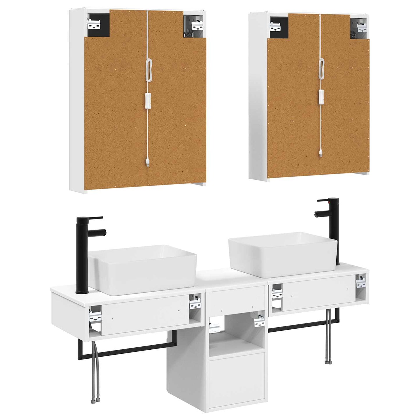 Baderomsskapsett 5 pcs Hvit 53 x 15,5 x 70 cm Konstruert tre