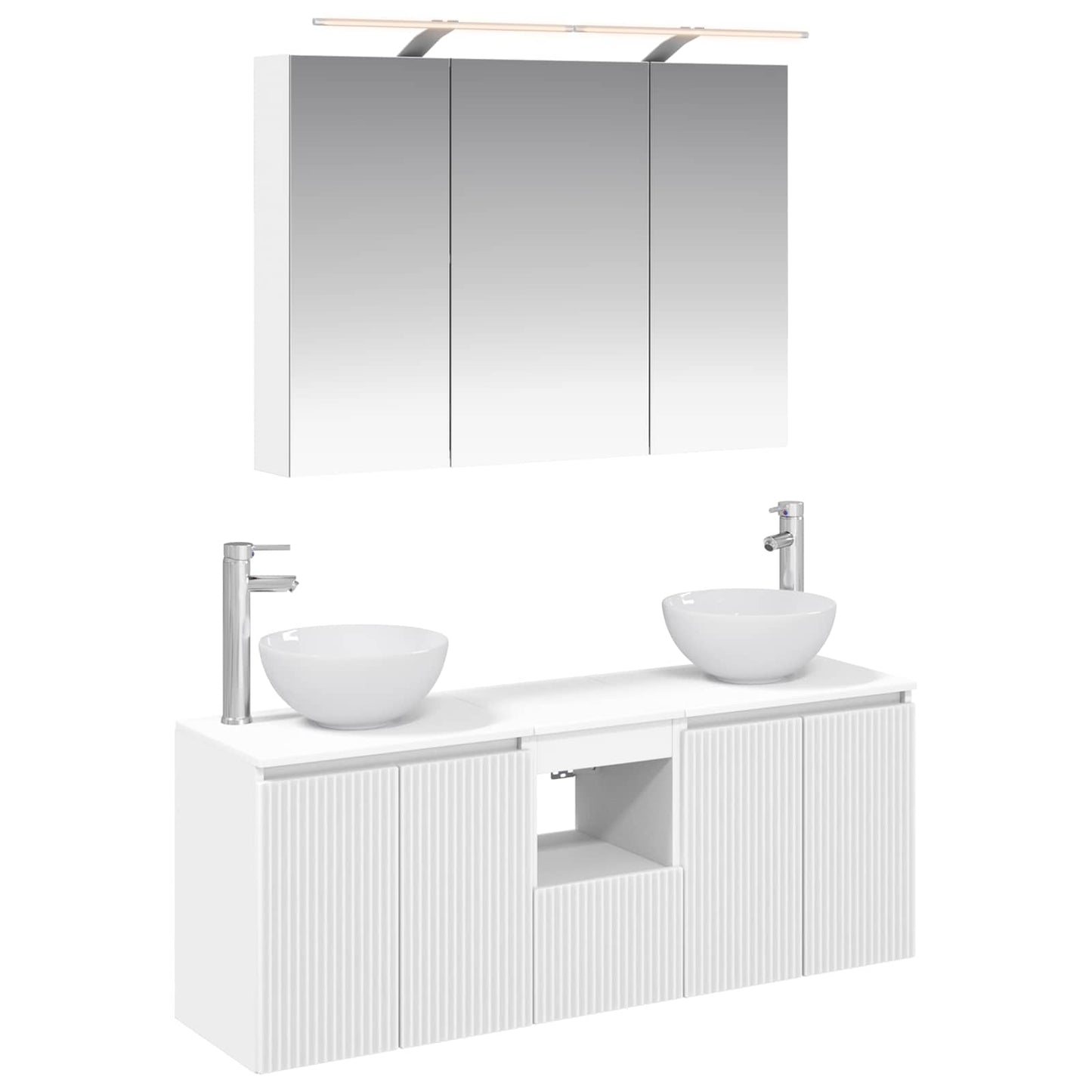 Baderomsskapsett 4 pcs Hvit 100 x 14,5 x 70 cm Konstruert tre