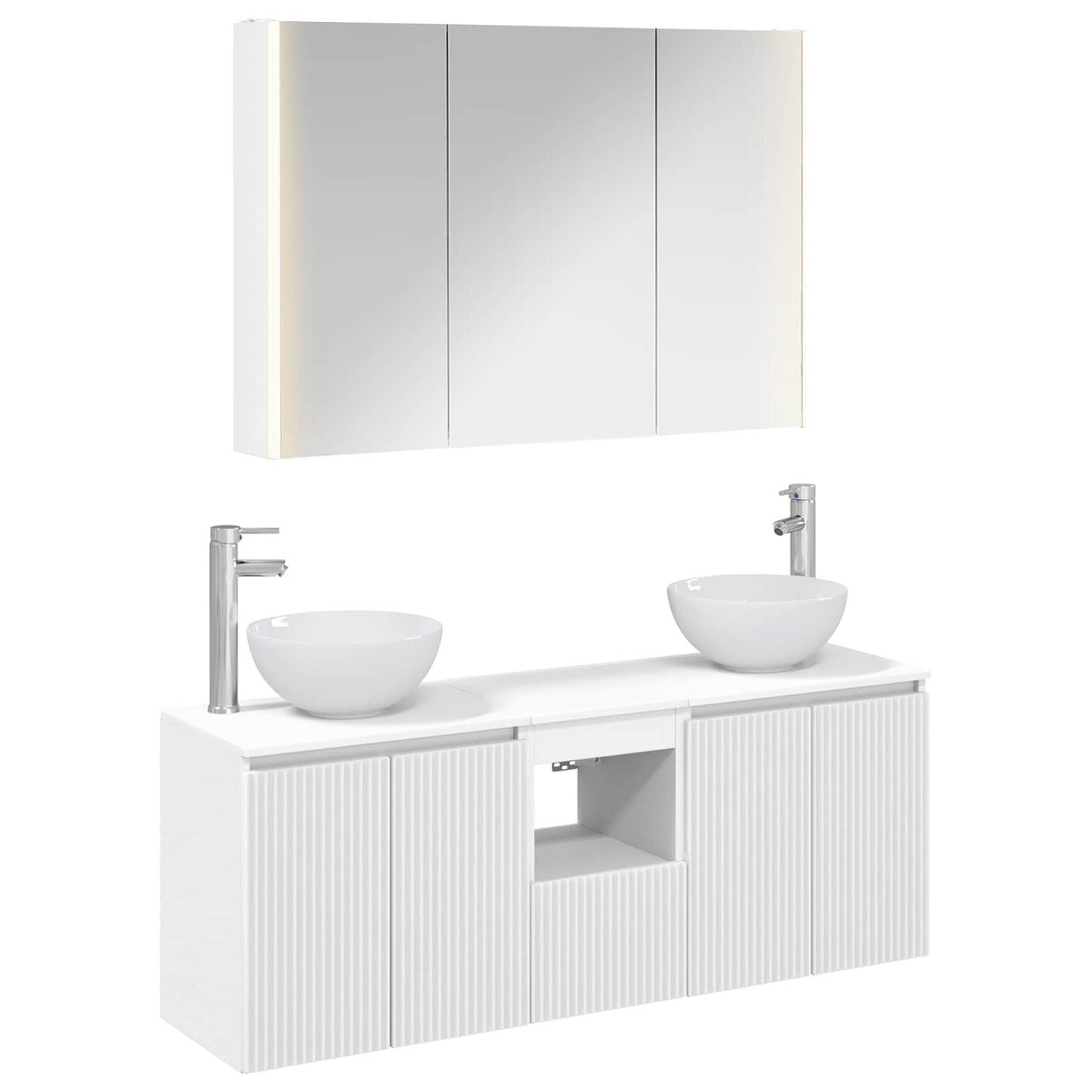 Baderomsskapsett 4 pcs Hvit 103,5 x 15,5 x 70 cm Konstruert tre
