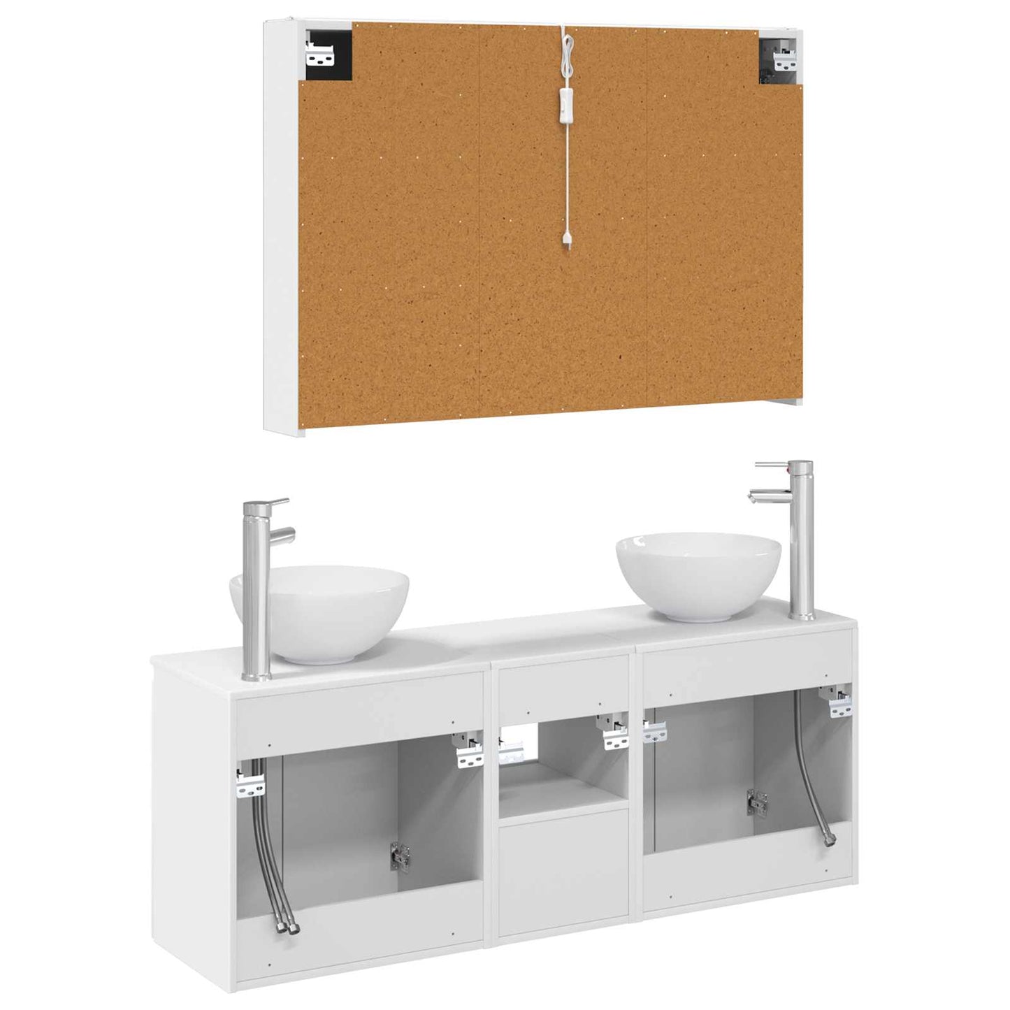 Baderomsskapsett 4 pcs Hvit 103,5 x 15,5 x 70 cm Konstruert tre