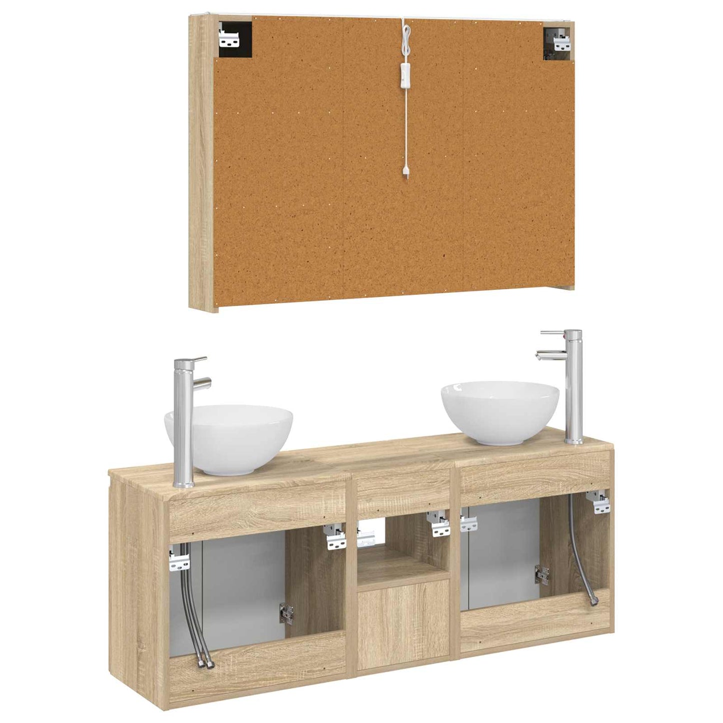 Baderomsskapsett 4 pcs Sonoma eik 103,5 x 15,5 x 70 cm