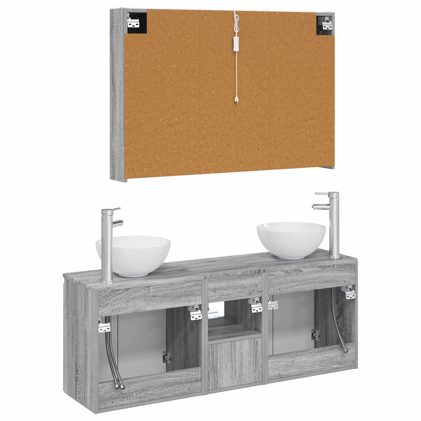 Baderomsskapsett 4 pcs Grå Sonoma 103,5 x 15,5 x 70 cm