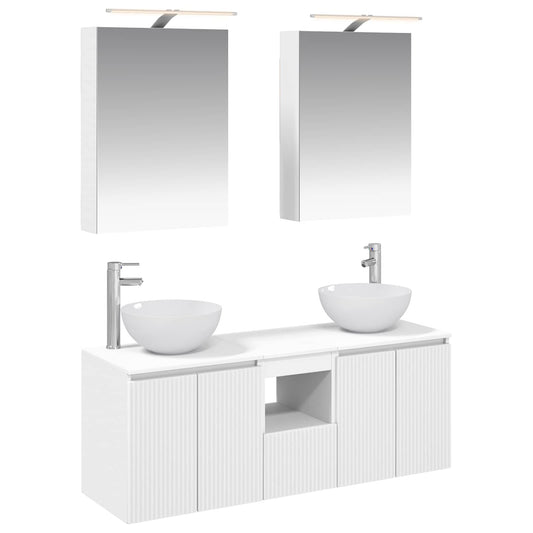 Baderomsskapsett 5 pcs Hvit 50 x 14,5 x 70 cm Konstruert tre
