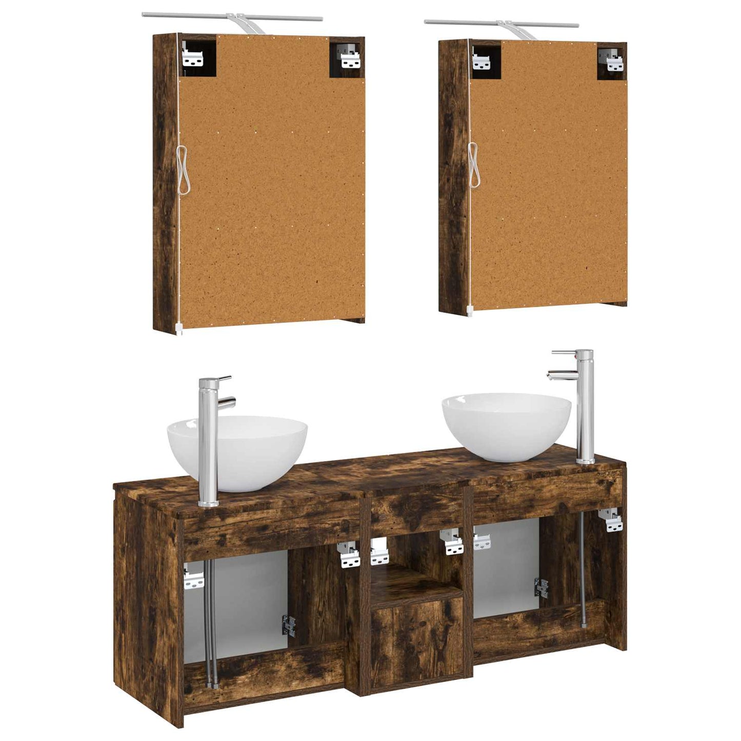 Baderomsskapsett 5 pcs Røkt Eik 50 x 14,5 x 70 cm
