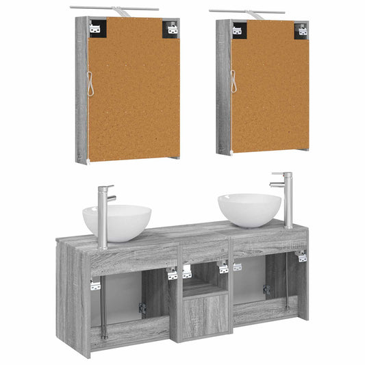 Baderomsskapsett 5 pcs Grå Sonoma 50 x 14,5 x 70 cm