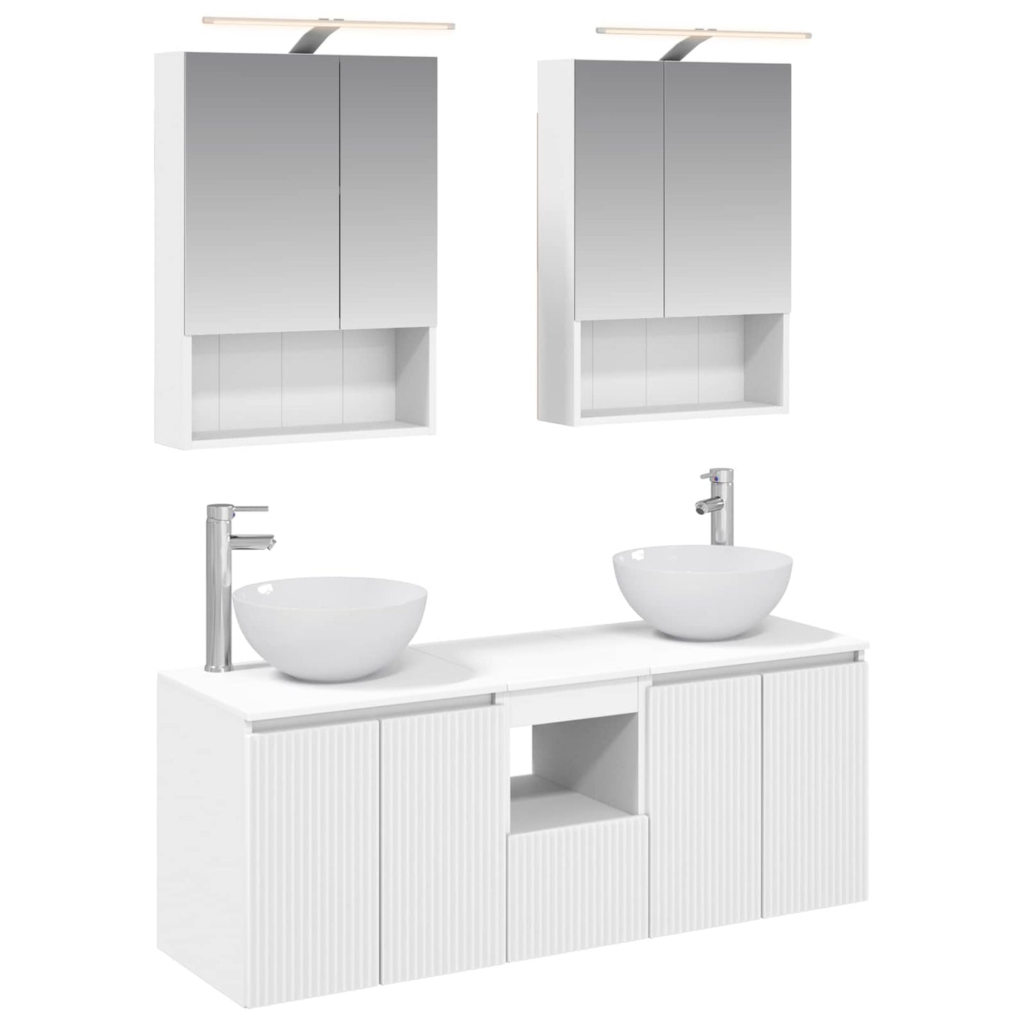 Baderomsskapsett 5 pcs Hvit 50 x 14,5 x 70 cm Konstruert tre