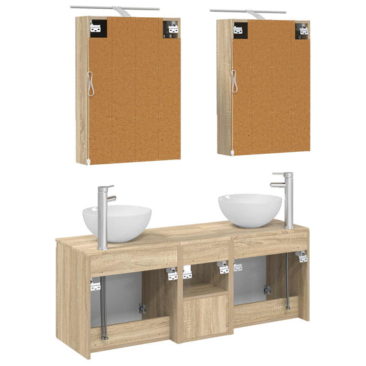 Baderomsskapsett 5 pcs Sonoma eik 50 x 14,5 x 70 cm