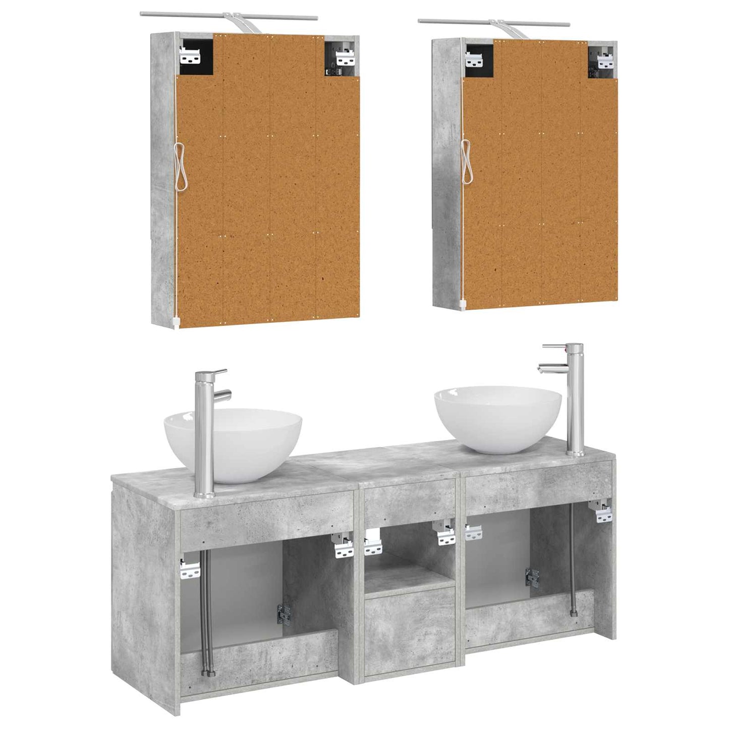 Baderomsskapsett 5 pcs Betonggrå 50 x 14,5 x 70 cm