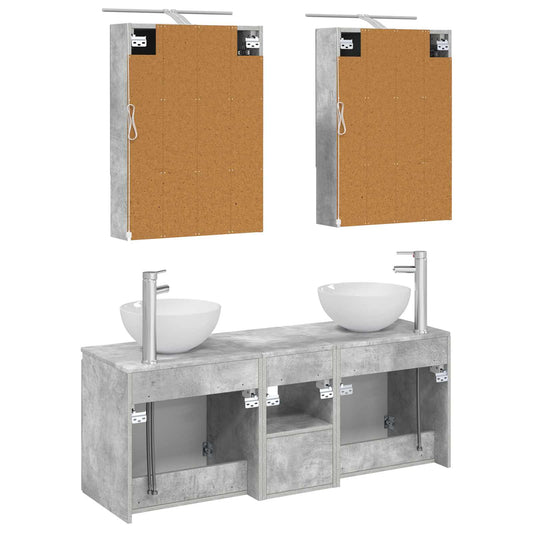 Baderomsskapsett 5 pcs Betonggrå 50 x 14,5 x 70 cm