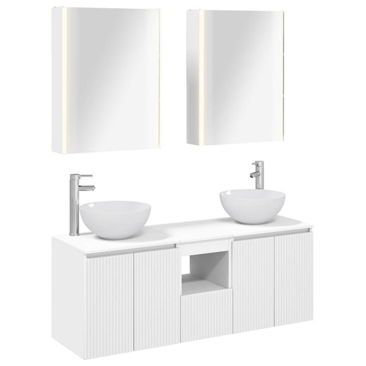 Baderomsskapsett 5 pcs Hvit 53 x 15,5 x 70 cm Konstruert tre