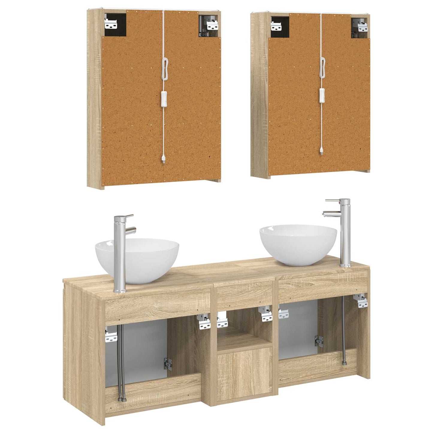 Baderomsskapsett 5 pcs Sonoma eik 53 x 15,5 x 70 cm