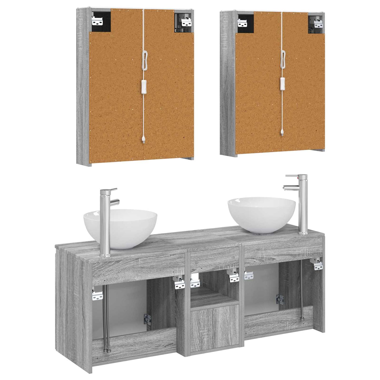 Baderomsskapsett 5 pcs Grå Sonoma 53 x 15,5 x 70 cm