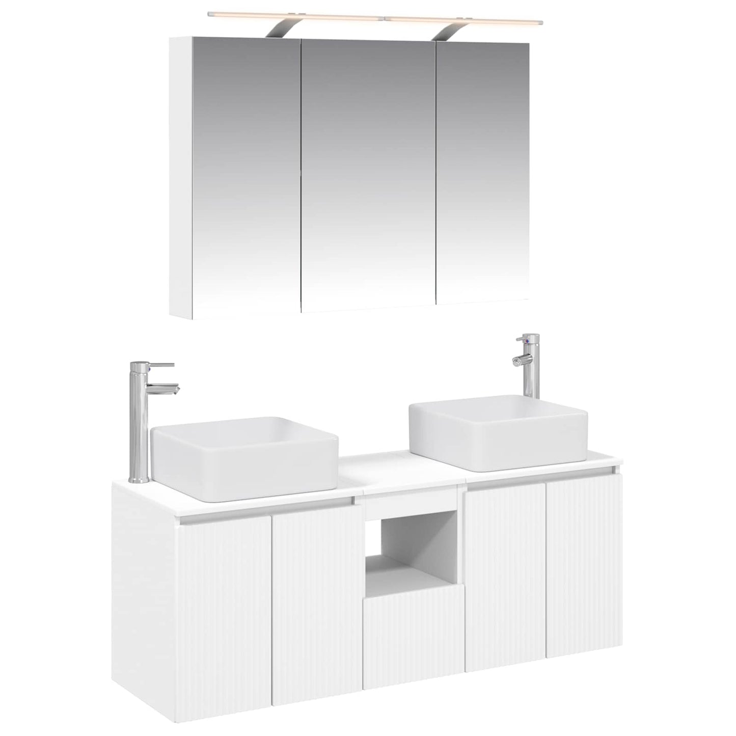 Baderomsskapsett 4 pcs Hvit 100 x 14,5 x 70 cm Konstruert tre