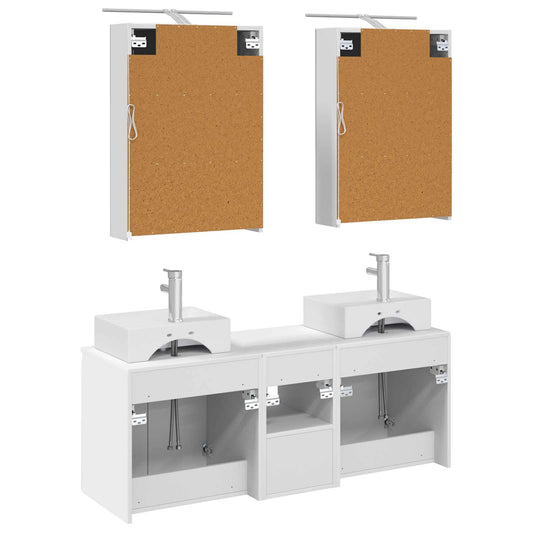 Baderomsskapsett 5 pcs Hvit Konstruert tre