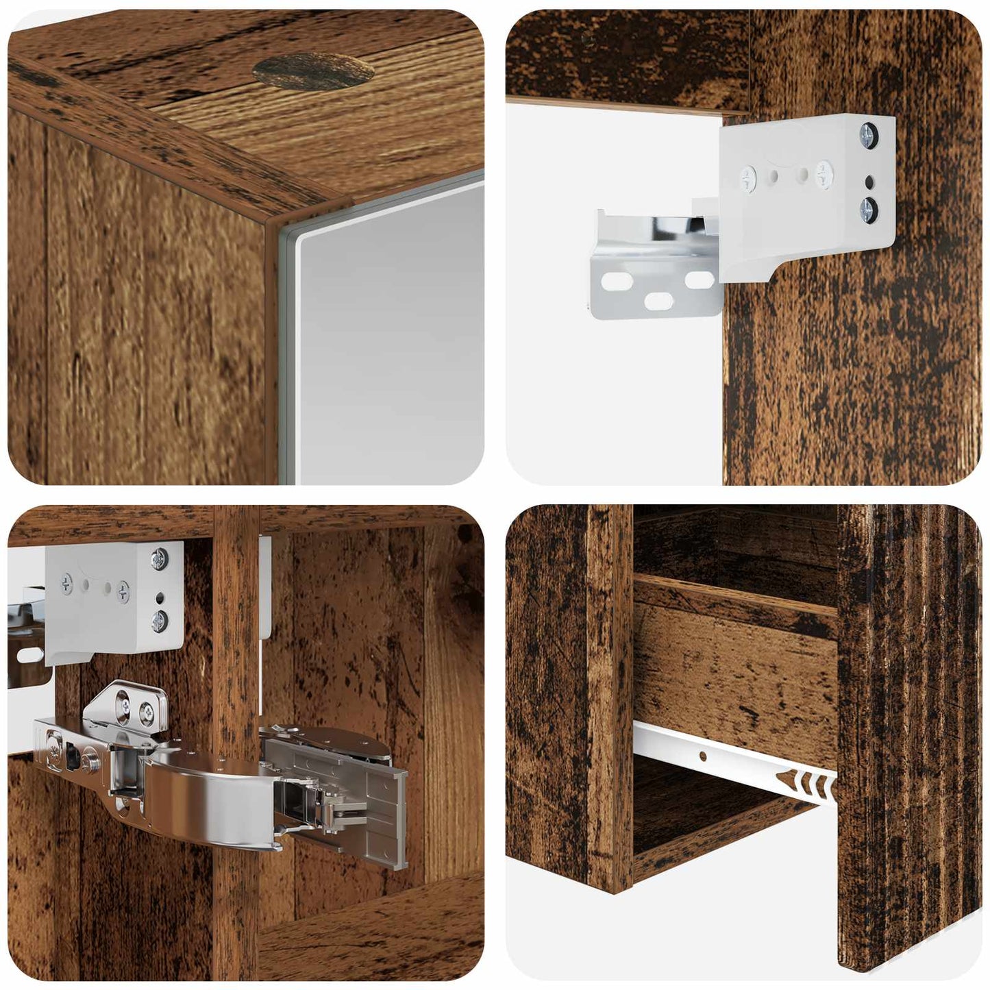 Baderomsskapsett 5 pcs Gammelt tre Konstruert tre