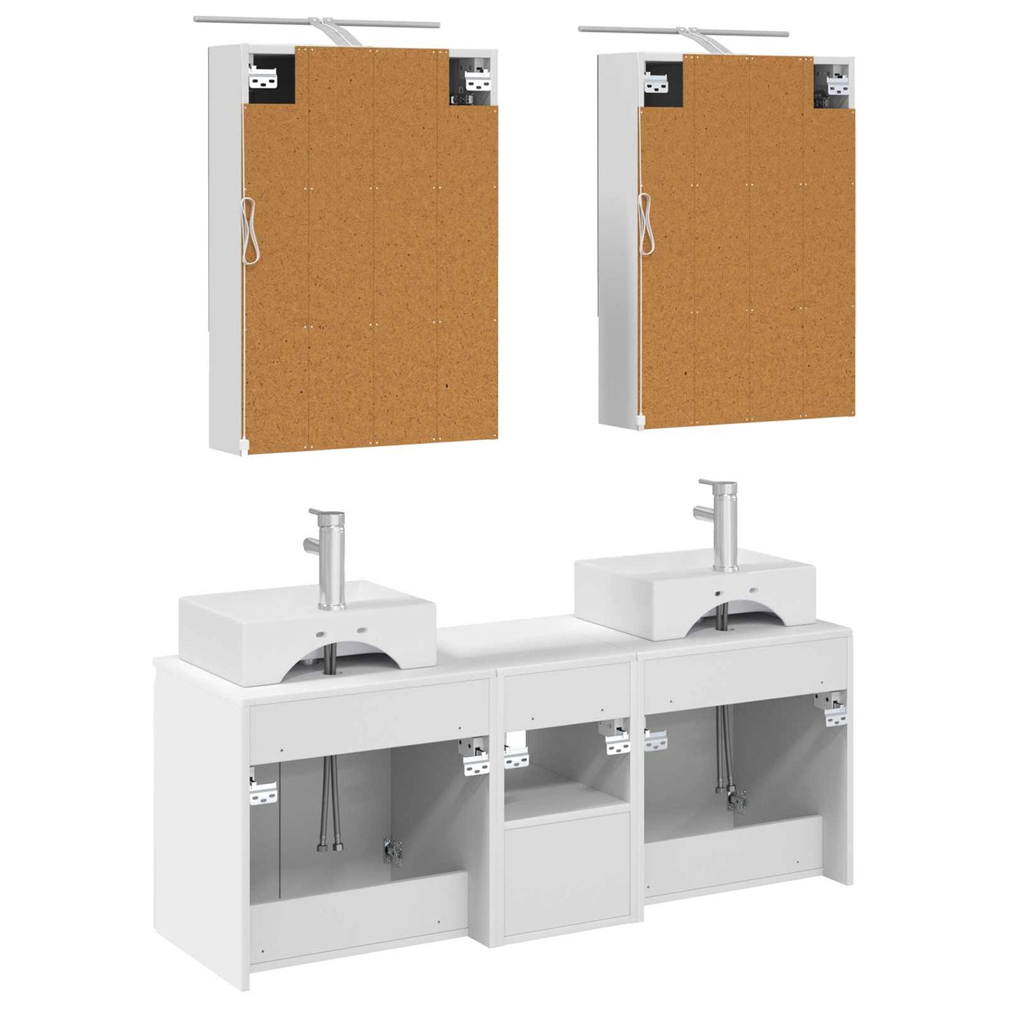 Baderomsskapsett 5 pcs Hvit Konstruert tre