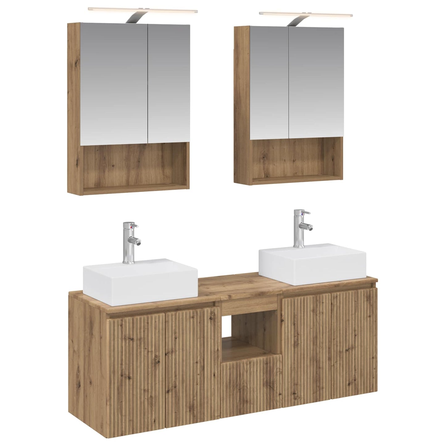 Baderomsskapsett 5 pcs Artisan eik Konstruert tre
