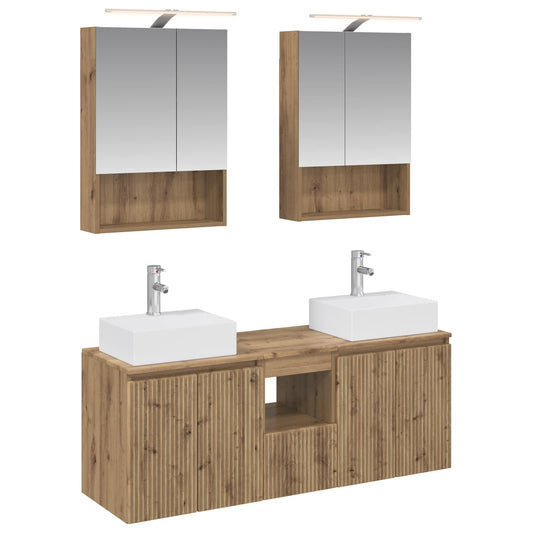 Baderomsskapsett 5 pcs Artisan eik Konstruert tre
