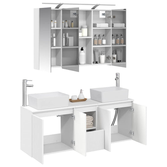 Baderomsskapsett 4 pcs Hvit Konstruert tre