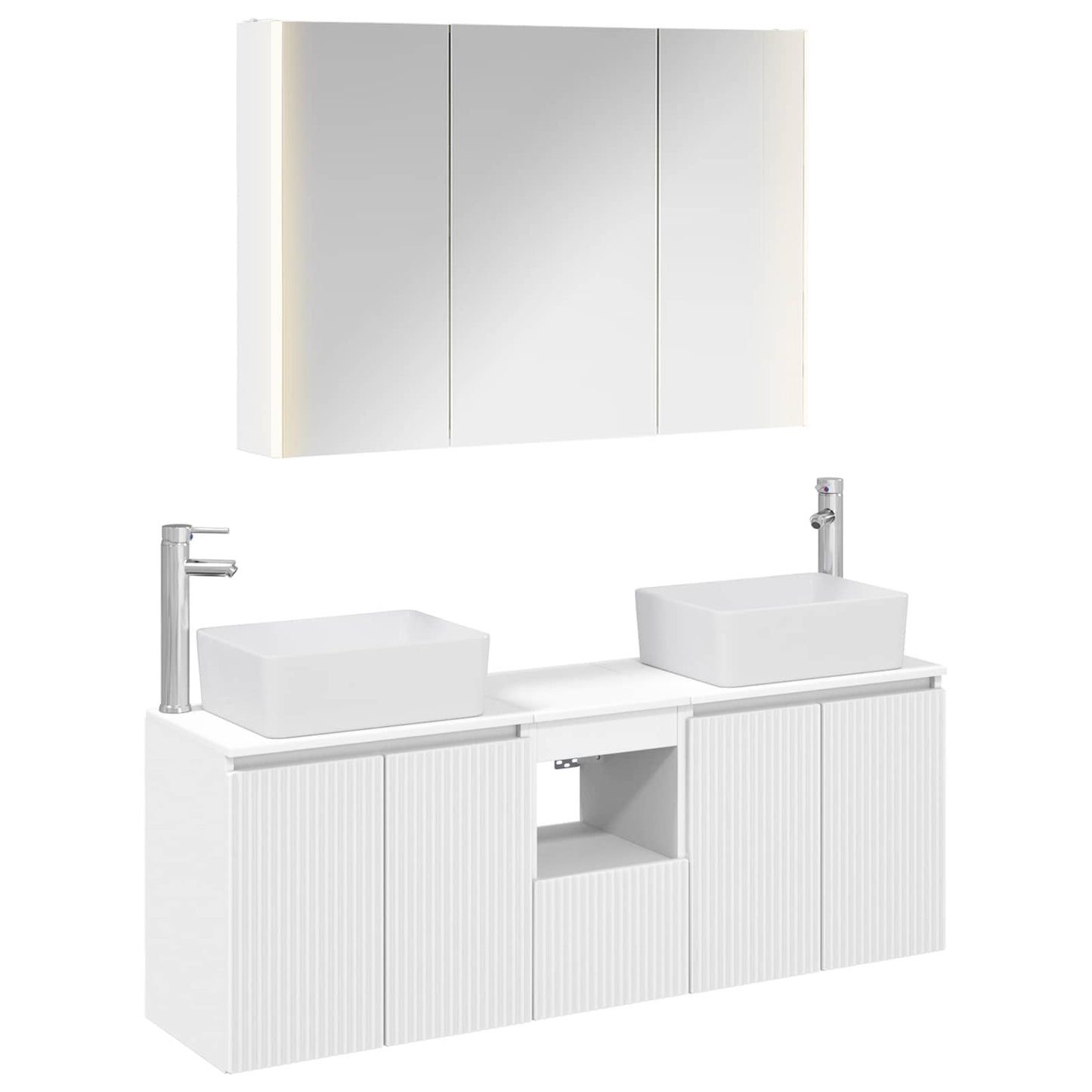 Baderomsskapsett 4 pcs Hvit Konstruert tre