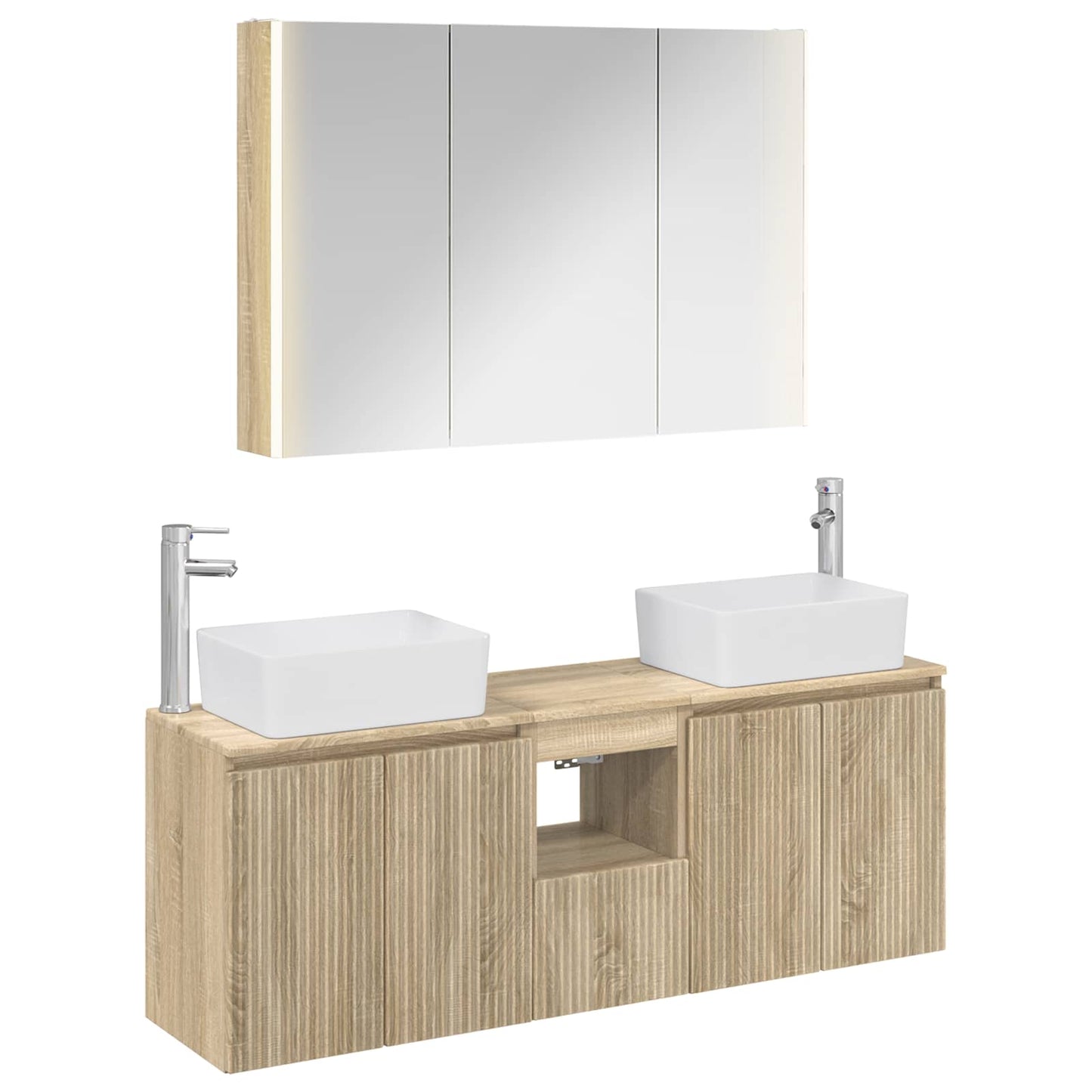 Baderomsskapsett 4 pcs Sonoma eik Konstruert tre